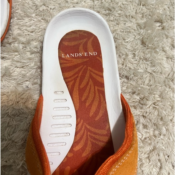 Lands’ End Comfort Slide Sandals Orange Brown Suede Leather Womens Size 10B - Picture 3 of 9